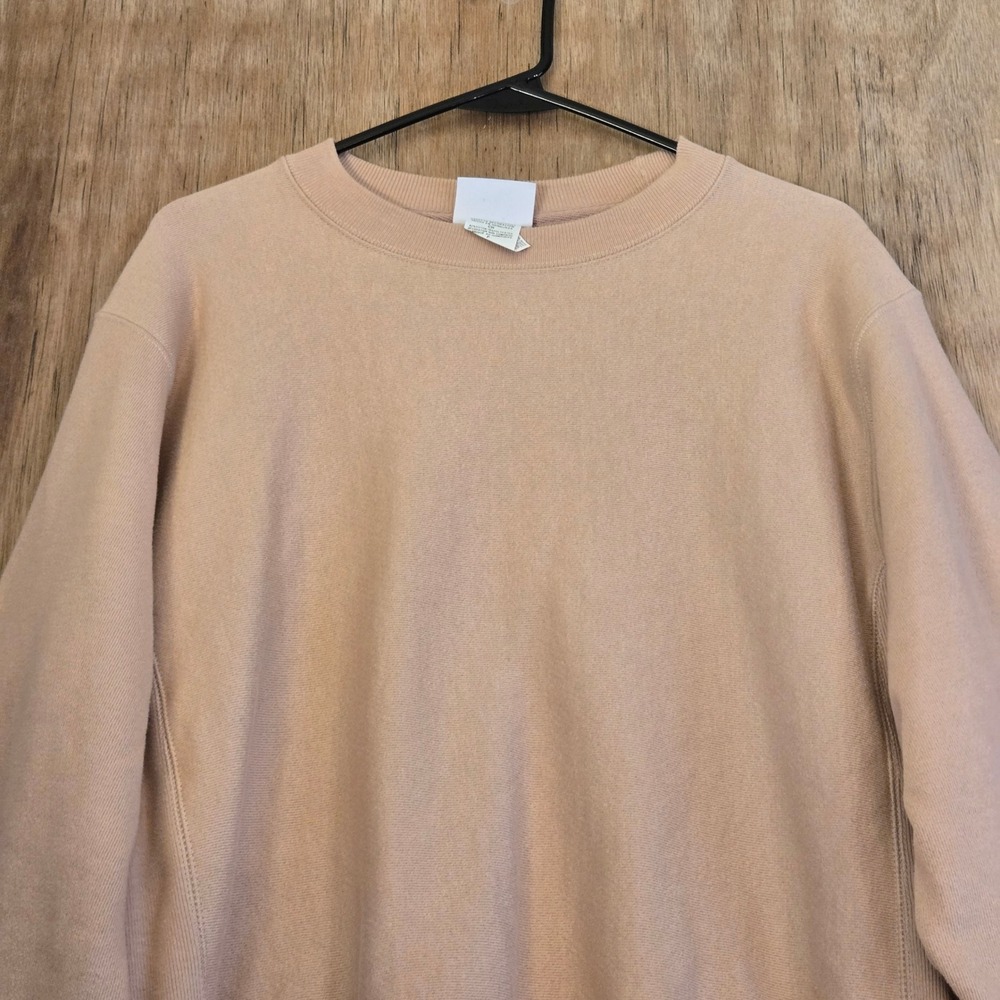 Champion Reverse Weave Sweatshirt Small Tan Beige Peach Crewneck Pullover